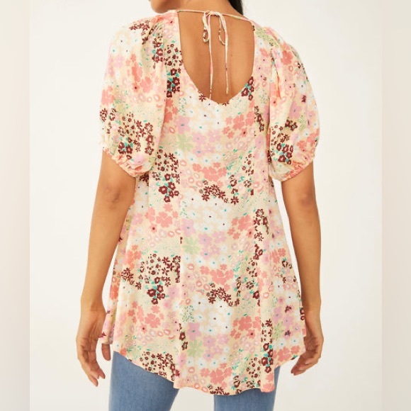 NWOT Free People Callie Printed Floral Tunic - Picture 3 of 15